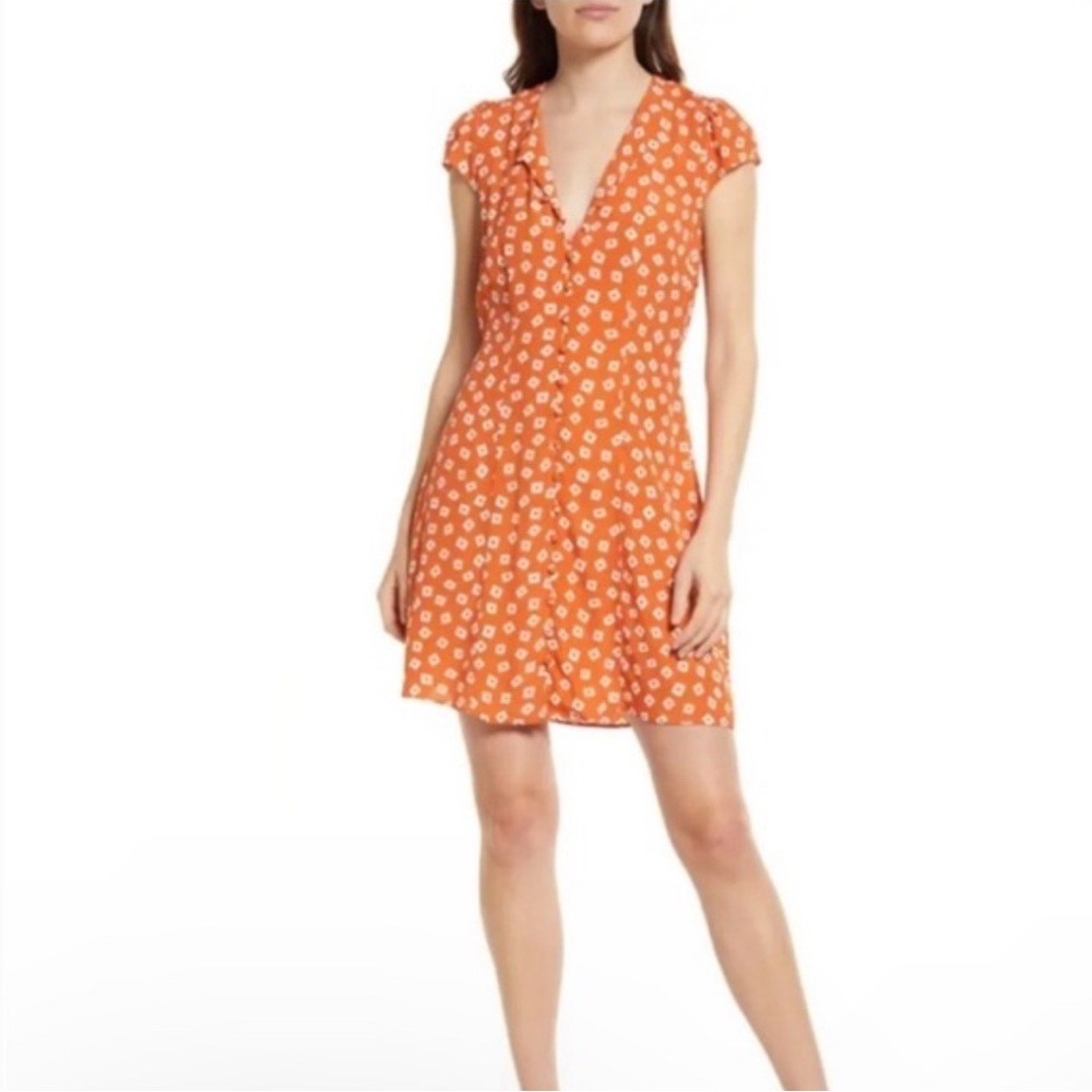 & Other Stories Orange and White Mini Dress